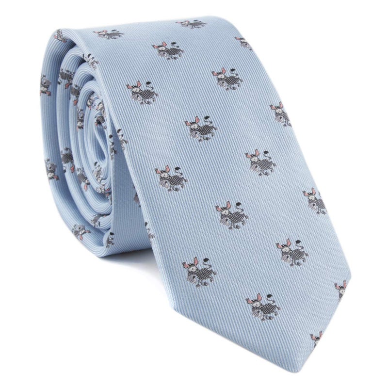 Secdtie Men Blue Silk Wedding Self Cravat Daily Dress Novelty Tie Cute Donkey Wedding Best Birthday Gift for Husband - Image 1